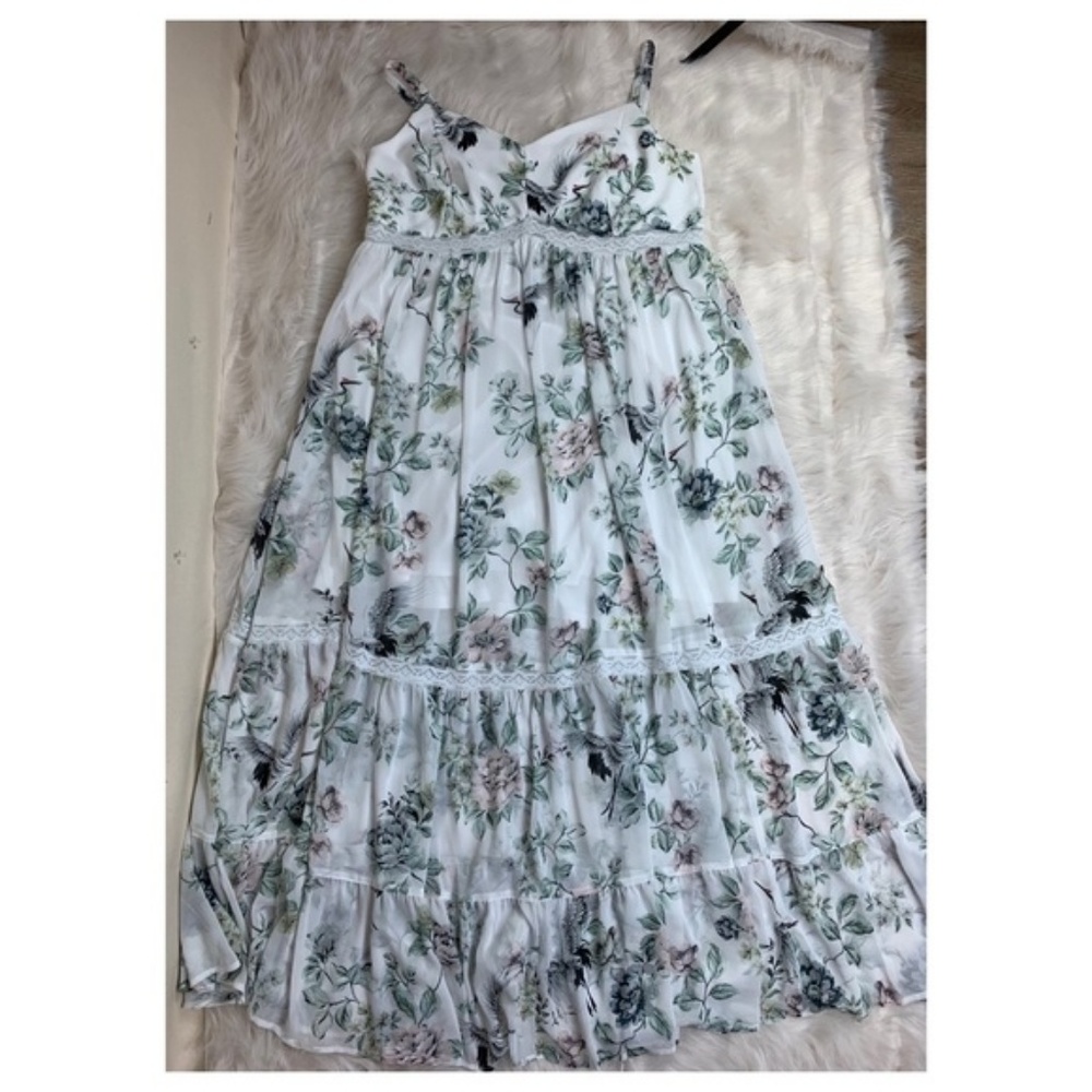 Torrid white stork maxi dress 1x